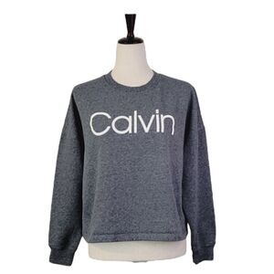 Calvin Klein Heathered Gray Crewneck Cropped Sweatshirt Size L NWOT